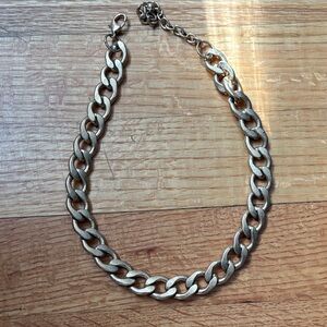Wide Curb Chain Necklace in Brushed gold Tone